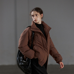 保暖宽松立领外套 羽绒服女2024冬季 NON RESTRAIN高级感白鸭绒短款