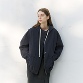 NON RESTRAIN撞色抽绳宽松廓形休闲夹克女通勤落肩袖 连帽拉链外套