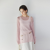 NON 针织衫 RESTRAIN莱赛尔天丝镂空罩衫 上衣女宽松慵懒一字领长袖