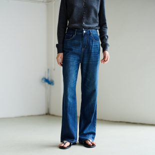 女宽松显瘦水洗阔腿牛仔裤 NON RESTRAIN莱赛尔天丝高腰休闲直筒裤