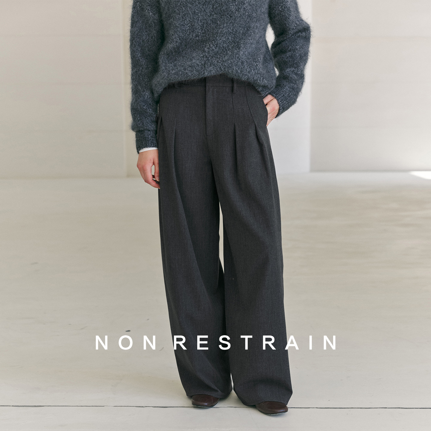 NONRESTRAIN休闲宽松弯刀西装裤