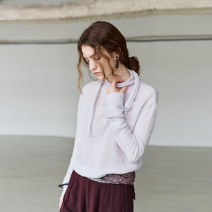 毛衣 女百搭宽松落肩长袖 NON RESTRAIN设计感绑带堆堆领羊毛针织衫