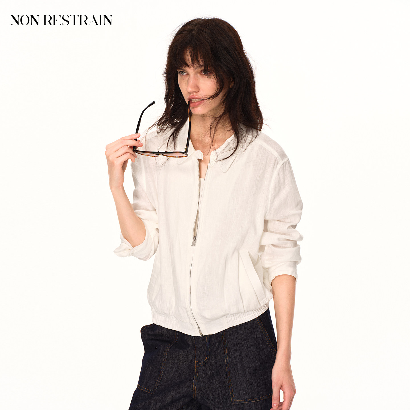 NONRESTRAIN老钱风天丝夹克外套