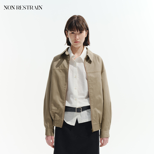 休闲短款 翻领工装 外套 RESTRAIN复古极简宽松哈灵顿夹克女经典 NON