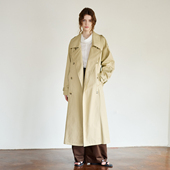 翻领长款 NON RESTRAIN高级感卡其色腰带风衣外套女法式 双排扣大衣