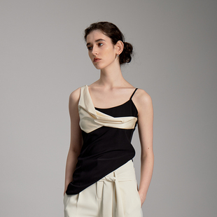 NON RESTRAIN女背心夏季 设计感上衣不规则拼接斜裁吊带显瘦 新款