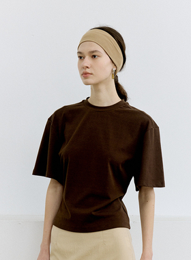 NON RESTRAIN简约休闲透气百搭上衣女夏收腰修身显瘦中袖圆领T恤