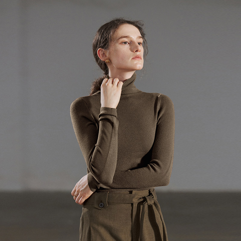 NON RESTRAIN法式堆堆领羊毛混纺针织衫女修身长袖打底衫高领毛衣,女装/女士精品,毛针织衫,淘宝优惠券,粉丝福利购,淘宝优惠卷