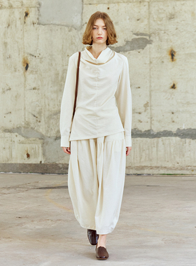 NON RESTRAIN气质通勤荡领长袖衬衫上衣女百搭显瘦花苞半身裙套装