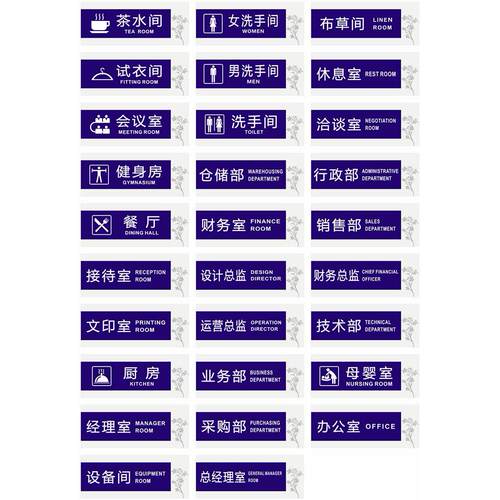 亚克力高档大尺寸办公室科室标牌 运营总监部门牌 企划部指示门牌