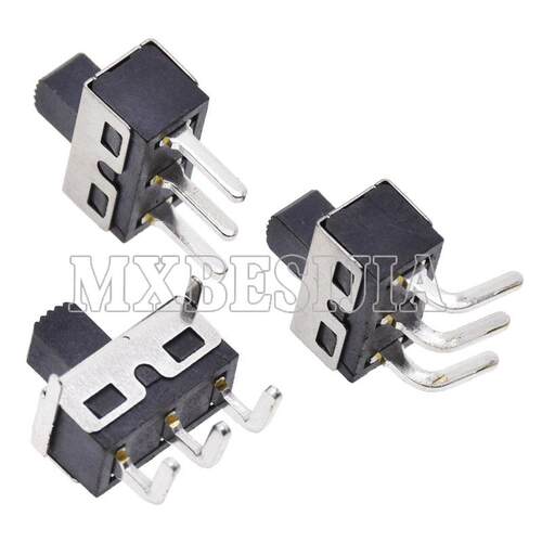 拨动开关 SS12D10/SS12D11  3脚2档 立式/卧式 滑动开关 柄高5MM