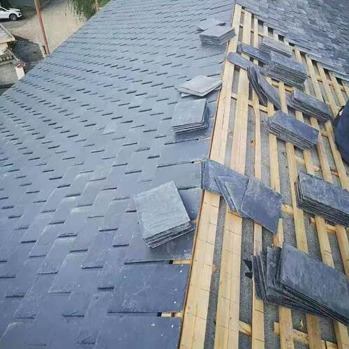 天然青石板屋顶青黑色仿古瓦板别墅复古防水隔热建筑文化石板瓦片
