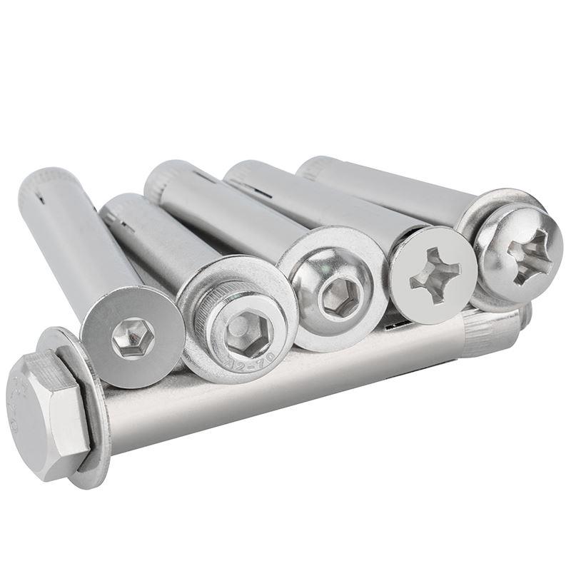 304不锈钢外六角内置式膨胀螺丝大全圆头沉头内六角膨胀螺栓M6M12