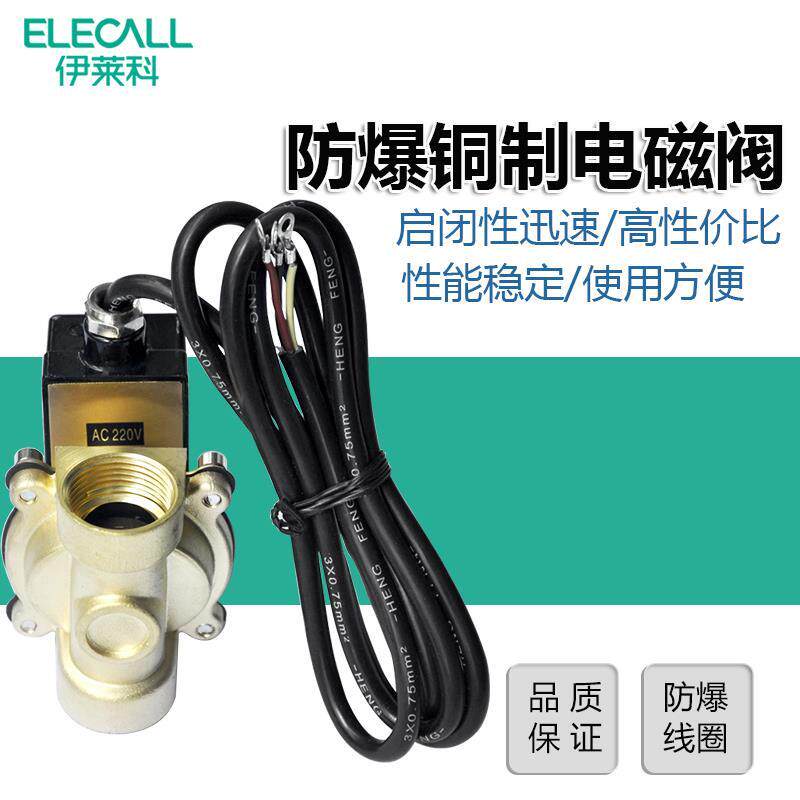 伊莱科2W型防爆电磁阀水阀控制阀管道油气常闭开关220V可定制