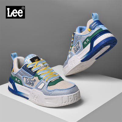 LeeLee男士厚底增高拼色板鞋
