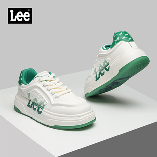 休闲板鞋 男士 白绿撞色潮鞋 韩版 子 Lee官方男鞋 运动鞋 2025秋冬新款