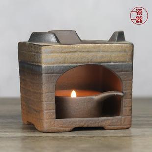 小火炉粗陶煮茶器户外酒精灯加热办公室蜡烛温茶炉 陶瓷温茶器日式