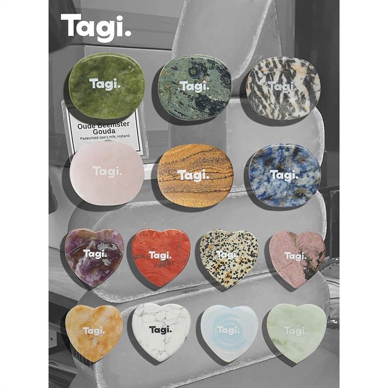 Tagi.石头画板/爱心画家石片创意无线磁吸手机支架手工斑点简约