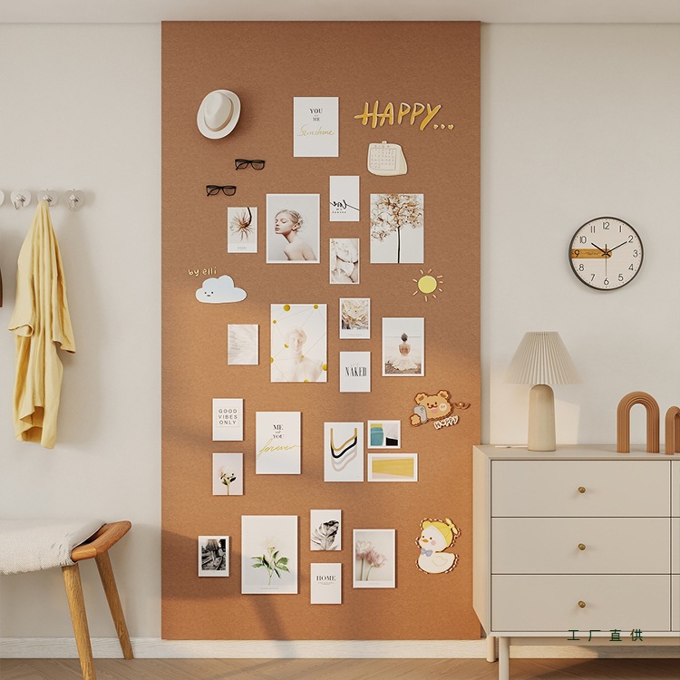 法式奶油风毛毡板照片墙客厅卧室墙壁改造创意免打孔不伤墙照片墙