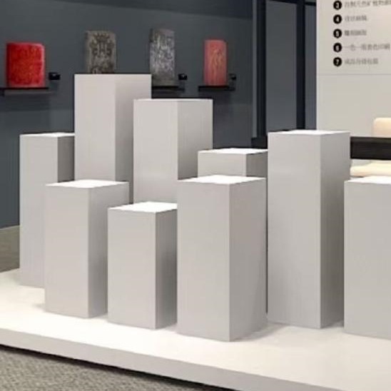 地台展示台橱窗长方形木制烤漆模特白色底座商业陈列展柜展会展台