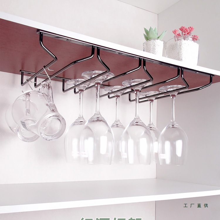 304钛金黑不锈钢红酒杯挂杯架黑色高脚杯架葡萄酒杯悬挂倒挂杯架