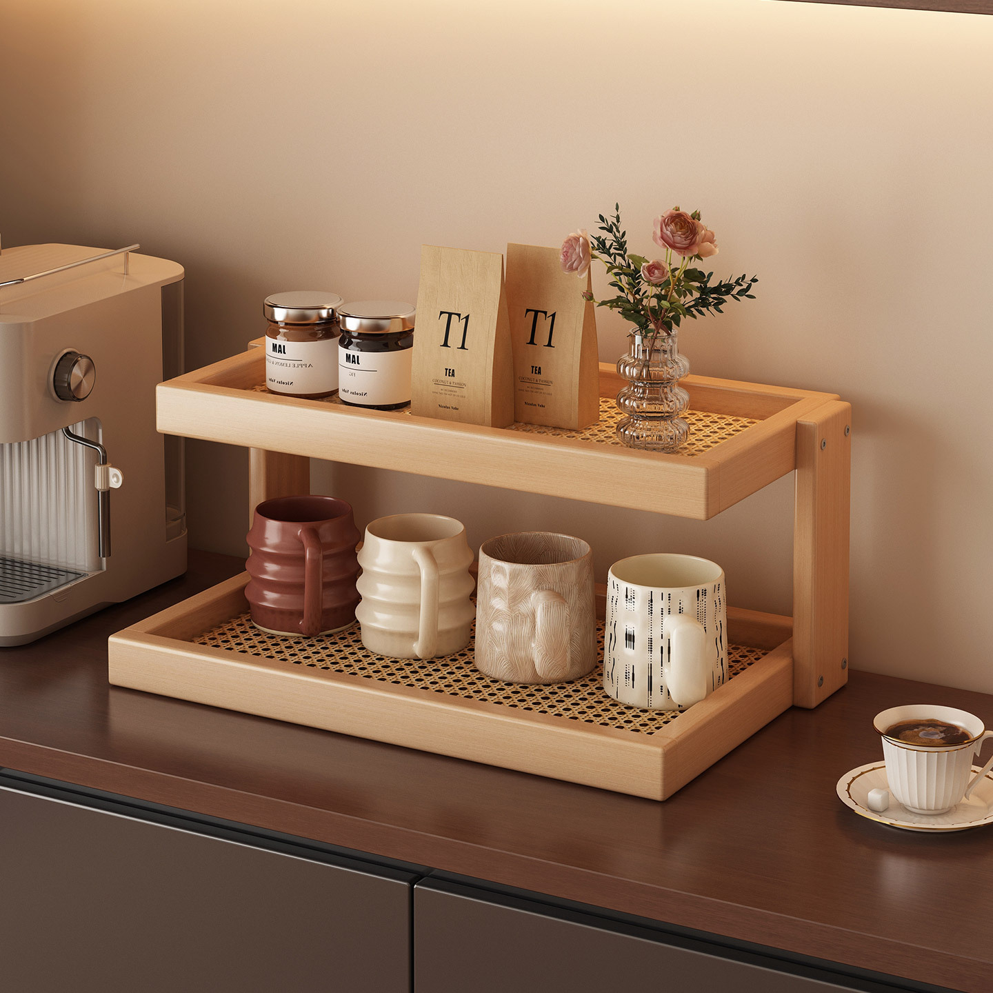 办公室水杯置物架桌面亚克力马克杯放置架子台面多功能茶杯摆放架