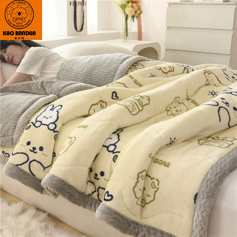 毛毯加厚冬季珊瑚绒三层毯子薄款被子床单牛奶绒盖毯四季通用睡毯