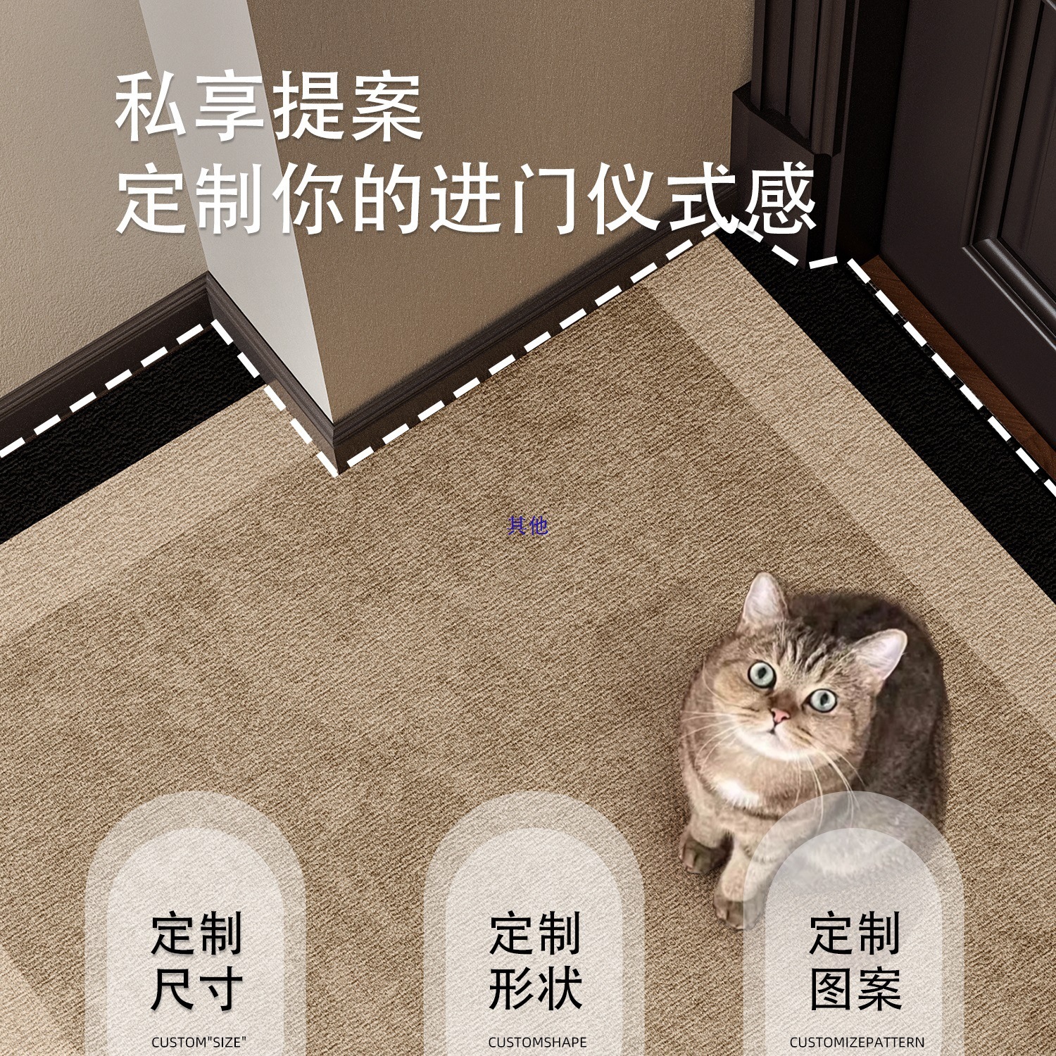 入户门地垫感进门门口地毯除尘可裁剪新款玄关家用脚垫子