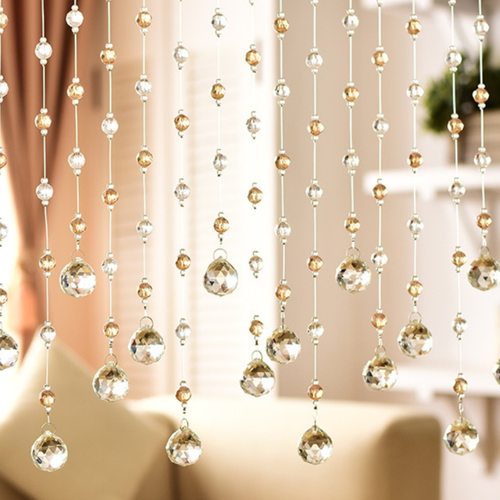 新款水晶珠帘客厅隔断帘奢华卧室门帘网红结婚珠帘免打孔装饰挂帘