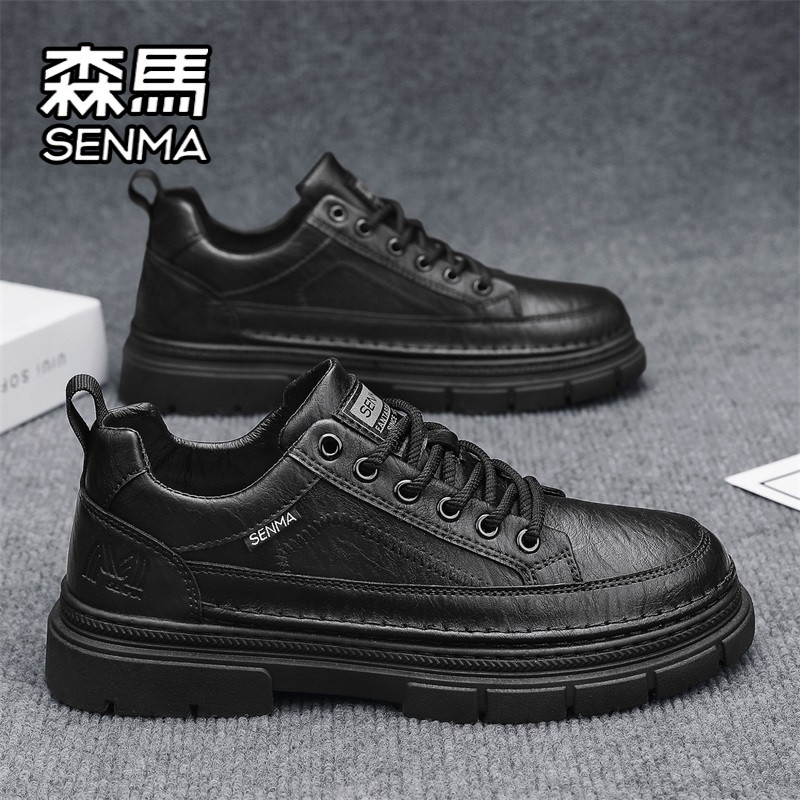 森马男鞋秋冬上班工作防水防滑皮鞋休闲黑色板鞋男士低帮马丁潮鞋,流行男鞋,单鞋,淘宝优惠券,粉丝福利购,淘宝优惠卷