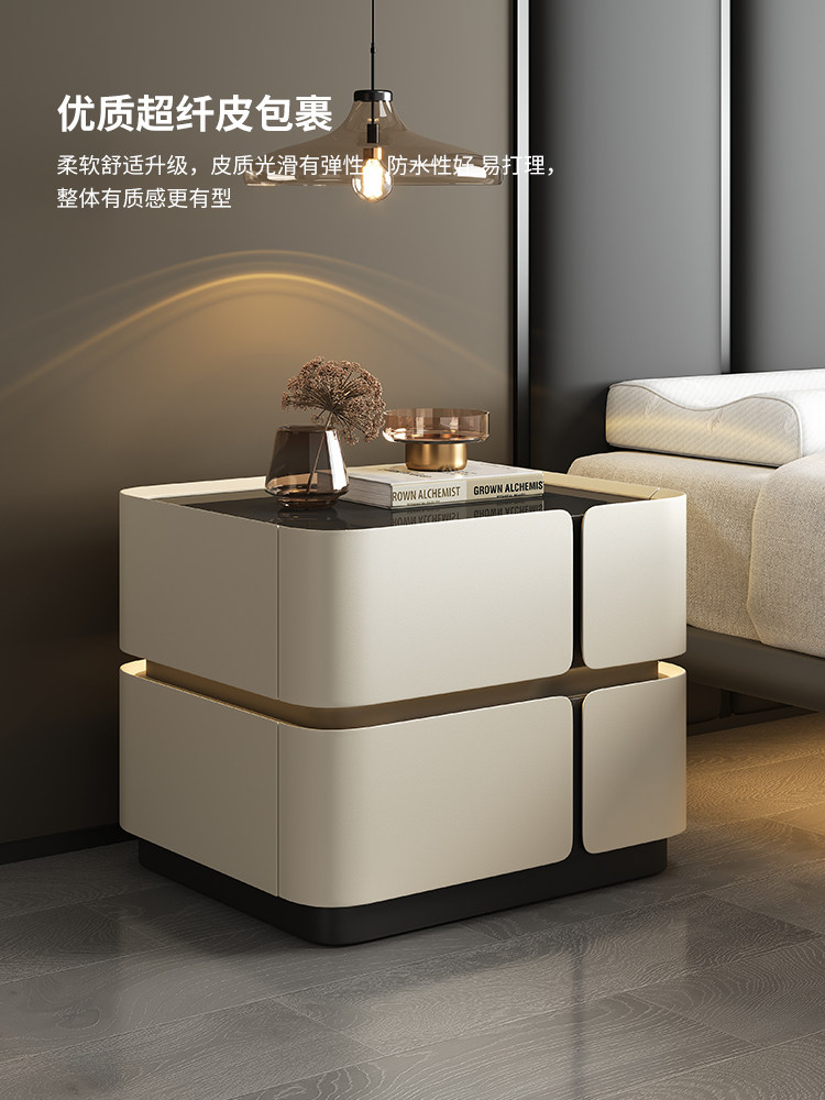 智能实木床头柜豪华新简单现代创意小众设计替代储物柜