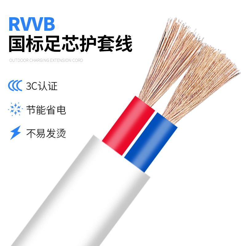国标rvvb二芯电线1.5 2.5 4 6平方户外监控灯头照明防水软电源