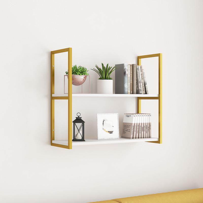 金色墙上置物架书架铁艺壁挂展示架多层货架简约墙面上酒架收纳柜,收纳整理,整理架/置物架/收纳架,淘宝优惠券,粉丝福利购,淘宝优惠卷