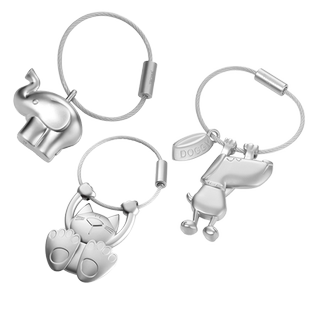 德国TROIKA拓意卡猫狗小象主题金属哑光钥匙链圈环包具挂饰男女