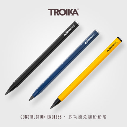 德国TROIKA拓意卡免削铅永恒铅笔金属刻度尺笔杆可换笔头建筑师设计师创意人士草图手绘工程笔2万米书写长度