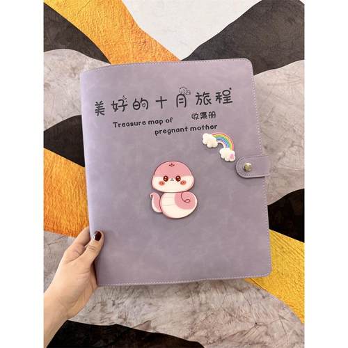 2025蛇宝宝孕检收纳册a4a5活页产检b超单资料册孕妈妈软皮档案册