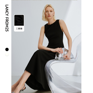 连衣裙2024款 速发 三醋酸Bas 礼衣轻橱服无袖 长裙子 法式