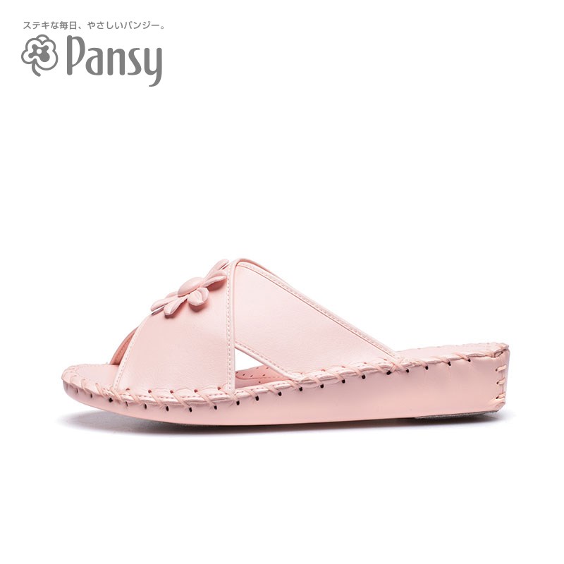 Pasy春秋可爱人居家用室内坡跟中跟花朵静音防滑拖鞋70