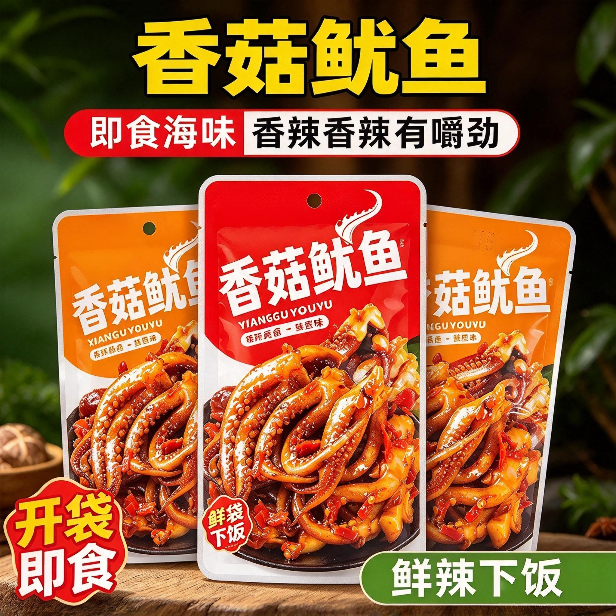 香辣铁板鱿鱼须片零食麻辣鱿鱼丝香菇鱿鱼即食小吃休闲零食品健康