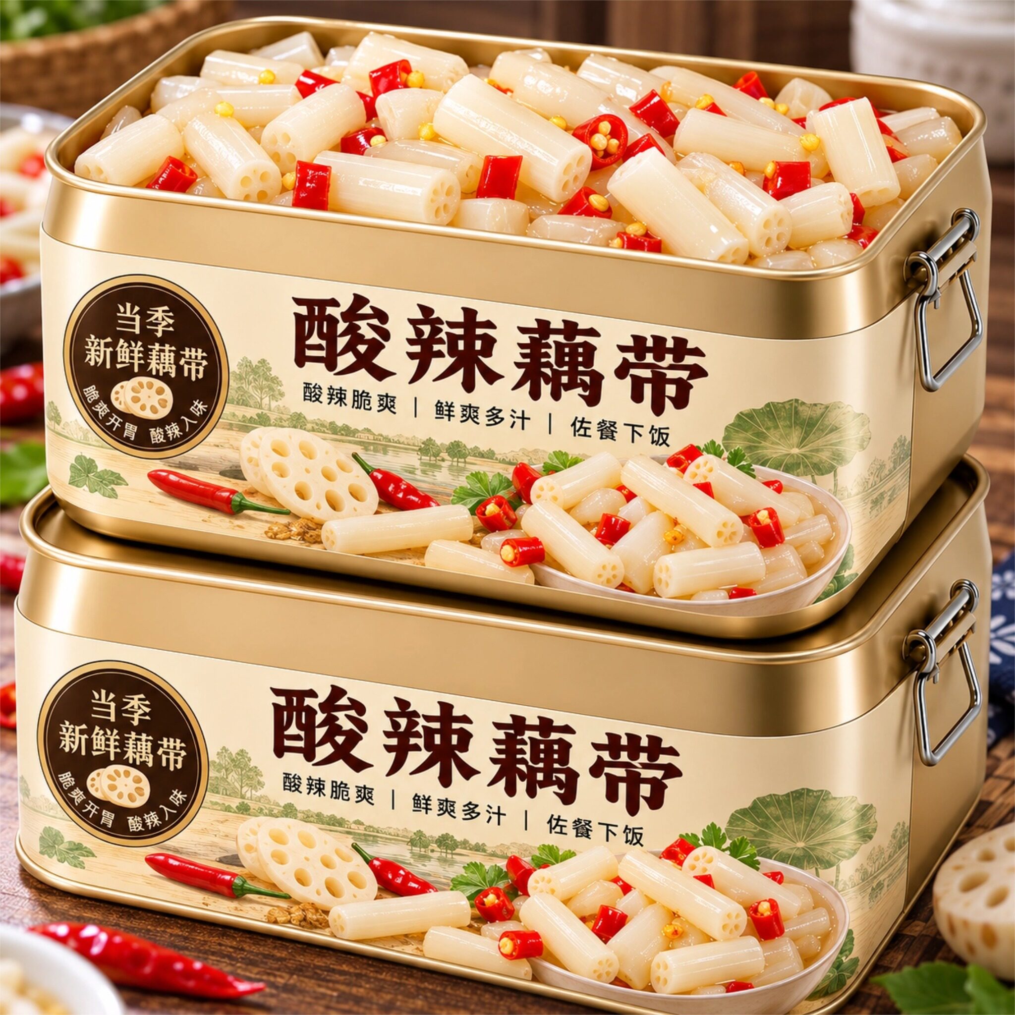 泡椒藕带湖北特产洪湖酸辣藕尖藕节脆爽开袋即食下酒下饭凉菜新鲜