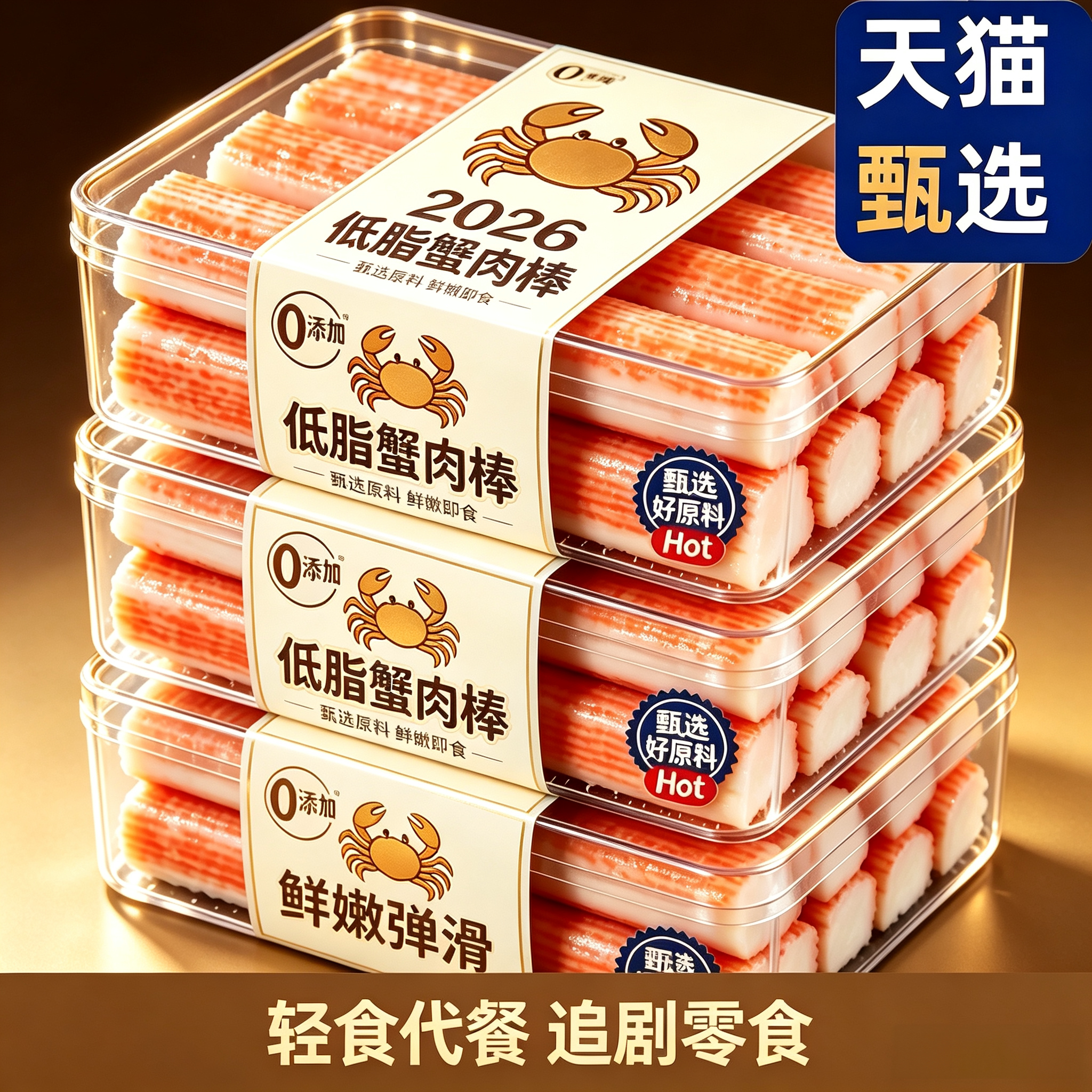 手撕蟹柳健身开袋即食添加真蟹肉棒蟹棒蟹味棒减低0脂食品旗舰店图片