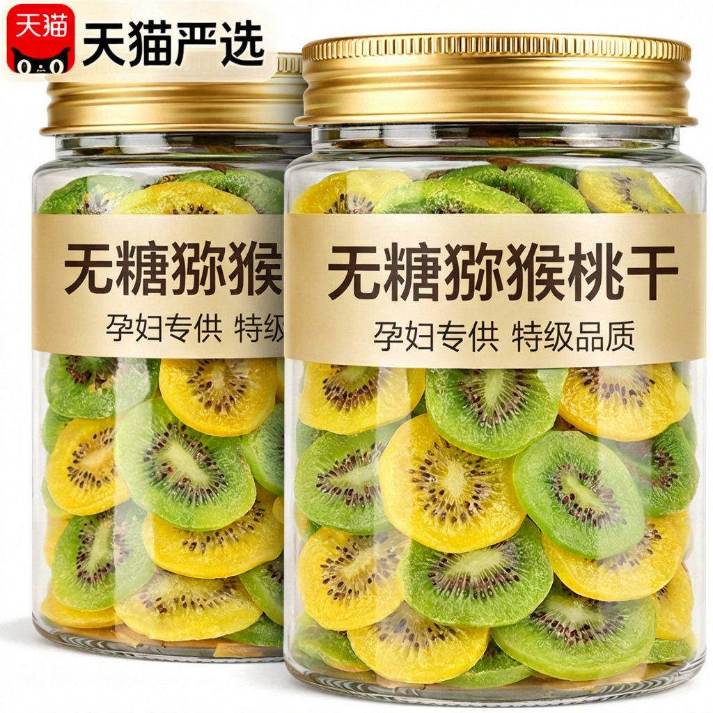 商超同款！陕西黄心绿心猕猴桃干无糖无添加原味弥猴候桃干儿商用图片