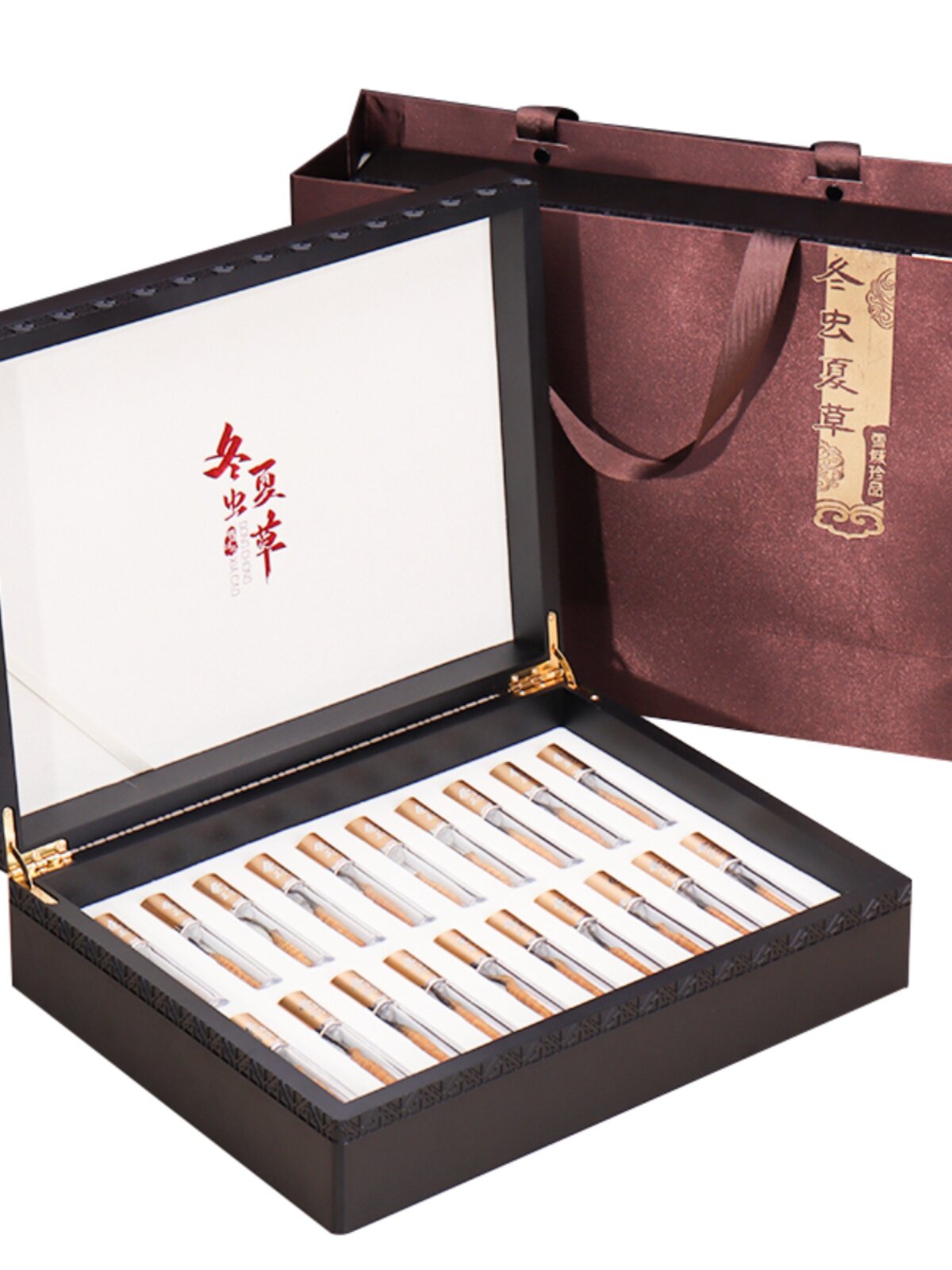 浮雕虫草礼盒包装盒子高档20支管10根冬虫夏草礼品盒空盒实木定制
