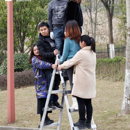 步步稳铝合金人字梯可行走梯子 加厚折叠工程梯木工装修移动走梯