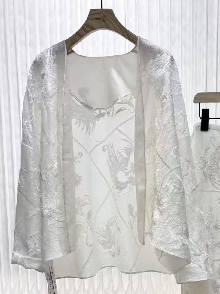 海燕家高端走秀款 非遗苗绣高贵气质女高级感100桑蚕丝外套W823好