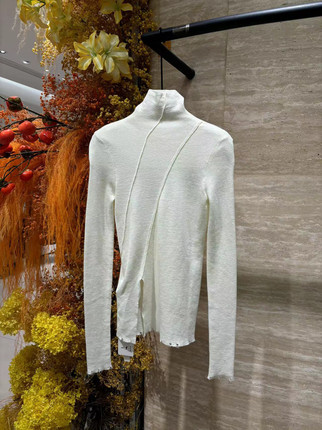 海燕家秋冬新款 显瘦收身柔软高领丝毛混纺白色打底衫S662