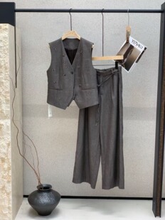 M859D 套装 海燕家新款 高端线亚麻绵羊毛贵气钉珠高级感马甲阔腿裤