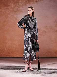 海燕家秀款 领通扣收腰100桑蚕丝斜纹绸L1311对 气质显瘦衬衫