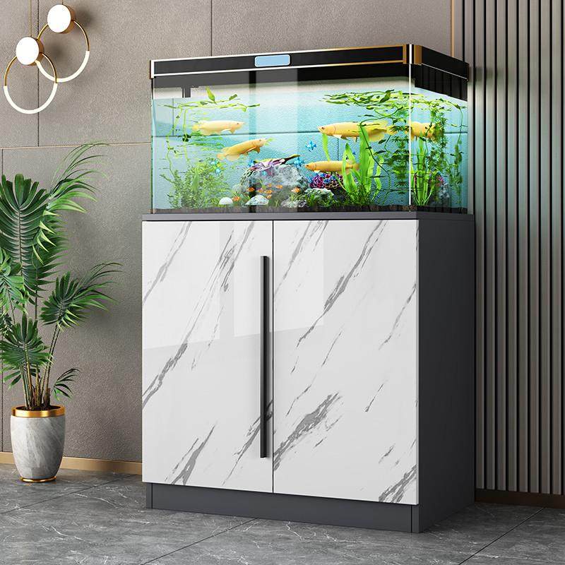 轻奢鱼缸柜底柜一体水族箱欧式大小家用客厅隔断龟缸架子底座鞋柜