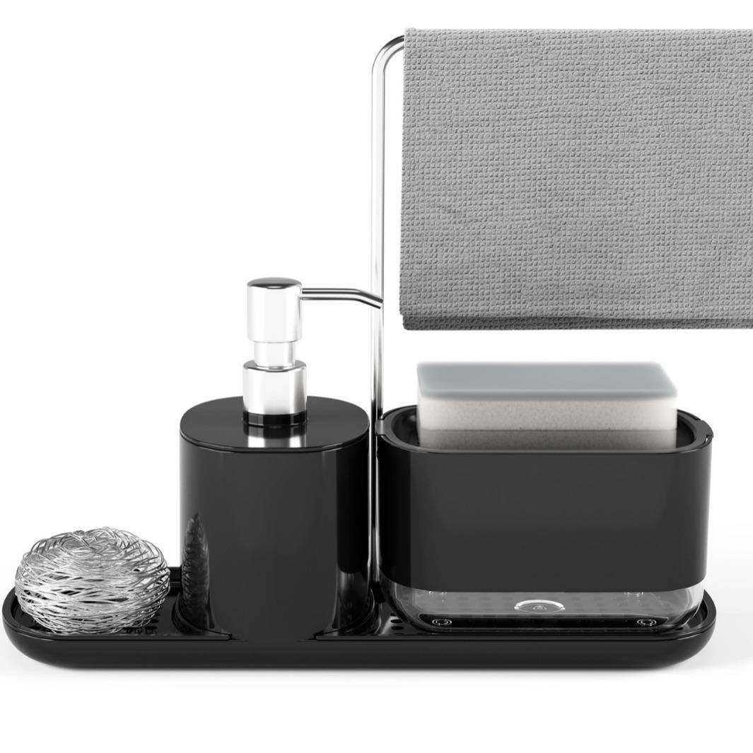 厨房置物架手动按压皂液盒不锈钢抹布架洗洁精出液器桌面肥皂盒,收纳整理,书桌收纳置物架,淘宝优惠券,粉丝福利购,淘宝优惠卷